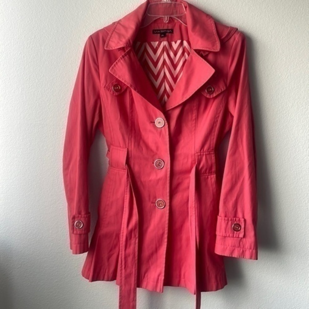 Via Spiga jacket bright coral size Petite Large large button front belt spring